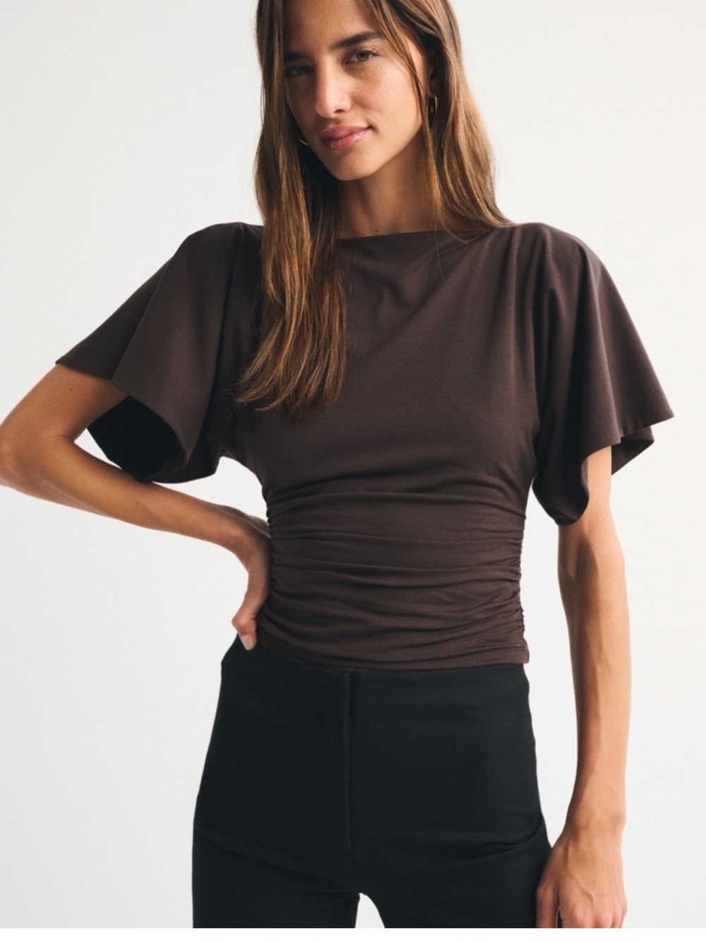 Abercrombie Flutter Sleeve Slash Top